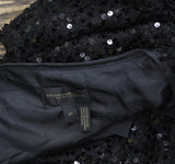 Donna Karan Petite Square-Neck Sequinned Button Down Belted Dress Black 8P
