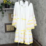 Private Label Women's Plus Size Ric Rac Flare Sleeve Dress White / Yellow 2X