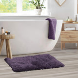 Clara Clark Absorbent Bath Mat Non-Slip Backing Rubber Eggplant Purple 20" x 32"