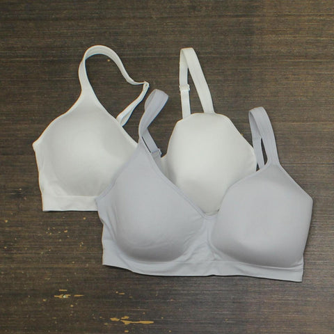 Carole Hochman Womens Wirefree Sealmless Comfort Bra  2-Pack Gray / Cloud L
