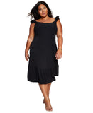 And Now This Womens Trendy Plus Size Flutter Sleeve Midi Dress Black 1X