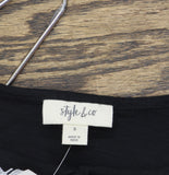 Style & Co. Cotton Embroidered Vacation Top 100122315MS Deep Black S
