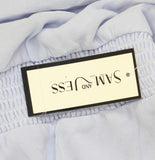 Sam & Jess Womens Shirred Long Sleeve Peplum V-Neck Smocked Top Pastel Blue XL