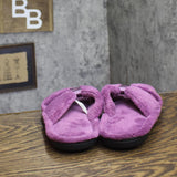 Isotoner Terry Double Band Non-Slip Slippers Purple 7.5-8
