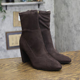 INC International Concepts Heel Ezmae Dress Booties Rich Truffle Brown 6.5M