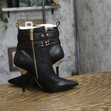 Michael Michael Kors Amal Studded Leather Ankle Boots Stiletto Heel Black 6M