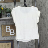 Nine West Womens Roll Sleeve Unlined Woven Blouse Shirt Top Off White S