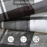 Eddie Bauer Comforter Set Reversible Normandy Plaid Gray Brown Full / Queen