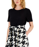 Anne Klein Women's Mixed-Media Houndstooth Midi Dress 10849469