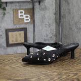 A New Day Womens Katia Heels Satin Teardrop Mules 94663384 Black 9.5M