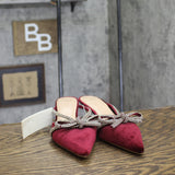 A New Day Womens Velvet Gwen Rhinestone Bow Heels 94656738 Burgundy Red 7.5M