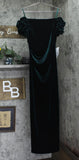 Xscape Womens Off The Shoulder Ruffled Velvet Strapless Dress Hunter Green 14