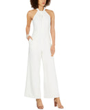 Julia Jordan Womens Twist Front Halter Jumpsuit JJ36624 Ivory Off White 4