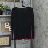 Ny Collection Women's Studded Color Blocked Split Neck Top MCKU1721