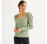 Nine West Women's Sweetheart Neckline Gathered Sleeve Top WW34K050RS