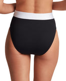 Lauren Ralph Lauren Banded High-Waist Bikini Bottom Black / White Multi 10