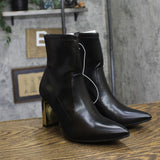A New Day Sienna Low-Shaft Heeled Boots 94637417 Black / Gold 8.5M