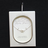 Dainty Chain Double Open Heart Pendant Necklace 94645941 Silver Gray 16" + 3"