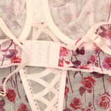 Inc International Concepts Womens Floral Mesh Thong Bodysuit Falling Roses L