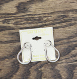 Ear Sense Womens Fashion Elongated U Hoop Earrings Silver Gray 1.25"
