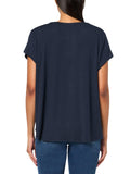 Tommy Hilfiger Short Sleeve Knit Notch-Neck Top W4AH0545 Sky Captain Blue 3X