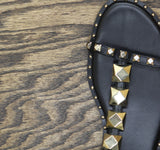 Nine West Rhinestone Strappy Flat Sandal WNMARCILA3 Black 9M