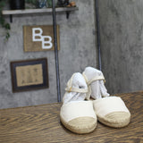Lauren Ralph Lauren Ankle Strap Flats Sandals Soft White / Natural Brown 7.5B