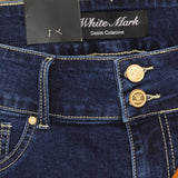 White Mark Plus Size Super Stretch 3 Pocket Jeans Dark Wash Leopard Blue 16W