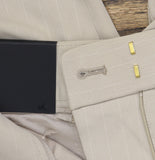 Donna Karan Wide Leg Pinstripe Suit Trousers Cobblestone Brown / Cream 8