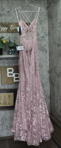 Blondie Nites Juniors Sequined Corset-Bodice Gown Dress 3960BN Rose Pink 7