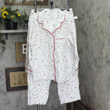 Charter Club Printed Flannel Pajama Set Delicate Cardinal White Multi 1X