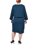 Ny Collection Womens Plus Size 3/4 Sleeve Jacket and Dress Mallard Green 16W
