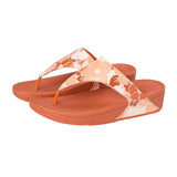 Fitflop Womens Lulu Flowerz Leather Toe-Post Sandals JE1-C36 Peach Orange 6M