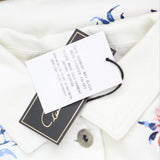 DG2  by Diane Gilman Womens Painted Floral Denim Trucker Jacket Ivory White M