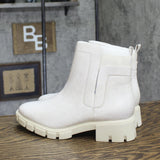 Journee Collection Foam Inside Zip Block Heel Booties Ivory Off White 9.5M