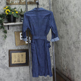 Jones New York Womens Pork Chop Pocket Tie Mini Dress 10928845 Dark Wash Blue M