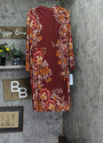 London Times Jersey Knit Floral Sheath Dress Rust Orange / Gold 14