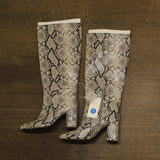A New Day Knee-High Block Heel Boots with Memory Foam Cream Snake Print Brown 7M