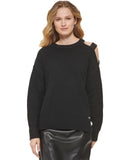 DKNY Women's Cut-Out-Shoulder Sequined-Strap Ribbed Sweater P2MSTAA9