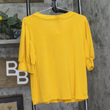 Ny Collection Puff Sleeve Embellished Neckline Blouse Top Golden Glow Yellow PXL