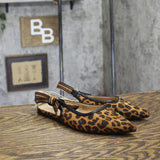 A New Day Womens London Sling Back Flats Sandals 94303556 Cheetah Brown 7.5M