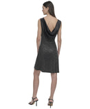 DKNY Petite Sleeveless Studded Cowl-Back Side Zip Dress Black / Silver 6P