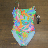 La Blanca Womens Tropi-Flage Printed Scoop-Neck One-Piece Swimsuit Blue Multi 6