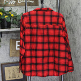 Wondershop Womens Plaid Flannel Long Sleeve Pajama Shirt Holiday Red / Black XL
