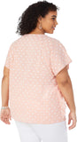 Foxcroft Angela Raglan Sleeve Gingham Clip Dot Blouse Peach Sorbet Orange 16W