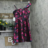 Kensie Womens Floral Jacquard A-Line Dress Cold Shoulder KDTP3014 Black Multi 6