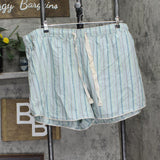 State Of Day Size Womens Striped Poplin Boxer Shorts Vertical Stripe Blue 3X