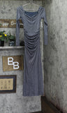 GUESS Long Sleeve Shimmer Knit Side Slit Sweetheart Sharae Dress Blue Gray 2