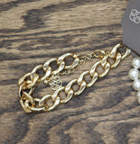 Daisy Fuentes Pearl Stretch Heavy Curb Chain Bracelet Set Gold / Pearl White