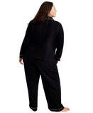State of Day Womens Ribbed Piper Pajama Pants Black 3X
